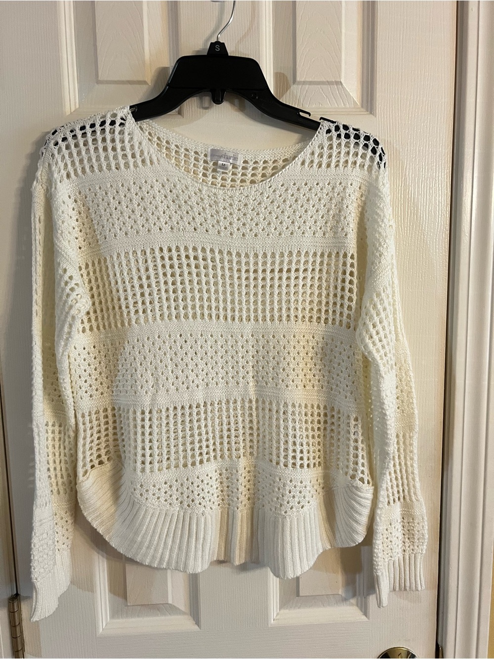 Charming Charlie Cream Open-Weave Scoop Neck Sweater